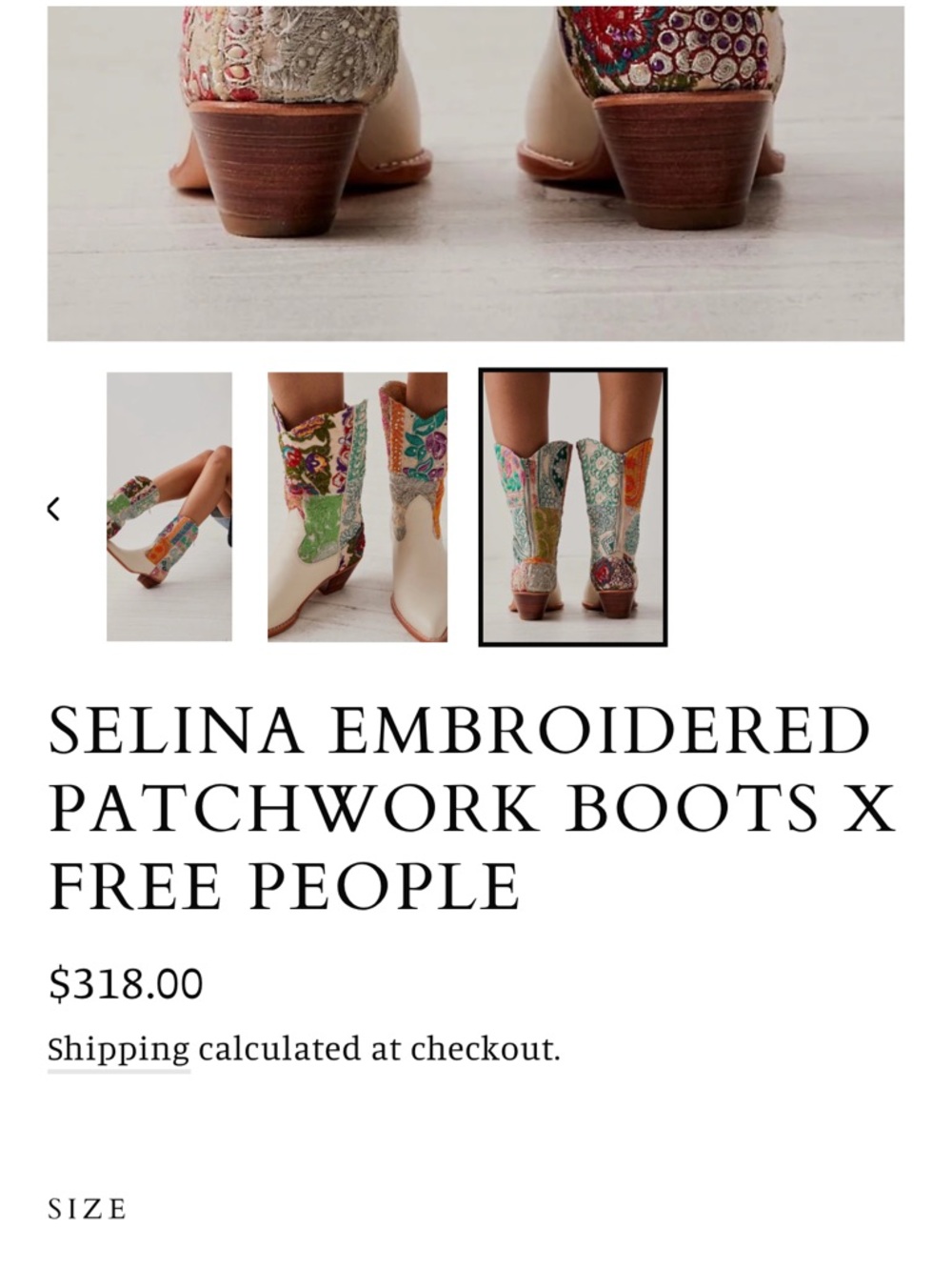 SELINA EMBROIDERED PATCHWORK BOOTS X FREE PEOPLE - Picture 4 of 5